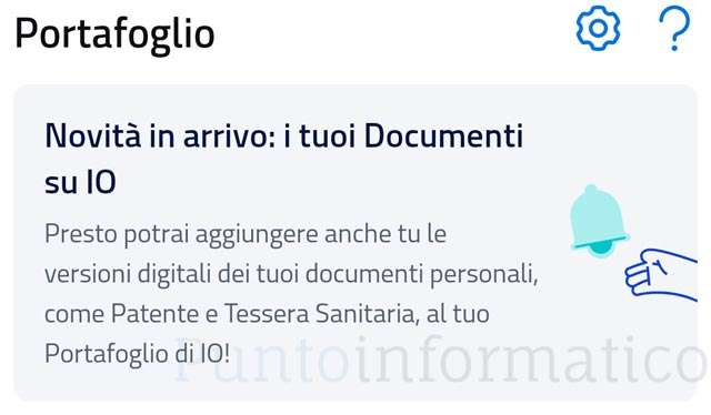 Uno screenshot per IT-Wallet nell'app IO