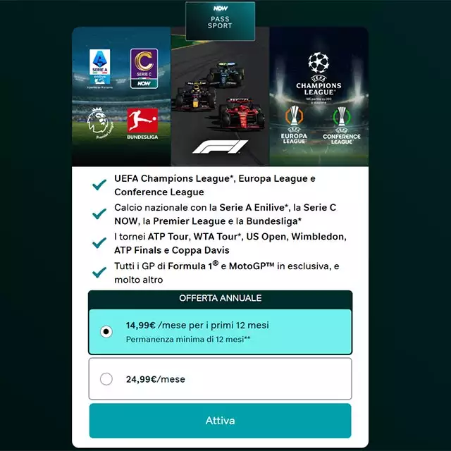 Lo streaming delle partite di Europa League, Champions League e Conference League è incluso nel pass Sport di NOW