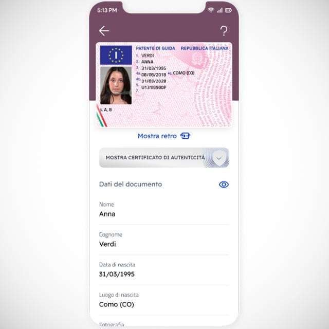 La versione digitale della patente di guida nella sezione Documenti su IO