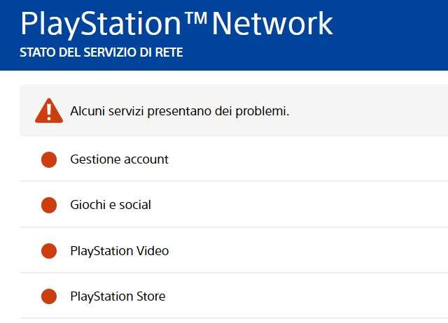 Il down di PlayStation Network fotografato dalla dashboard ufficiale