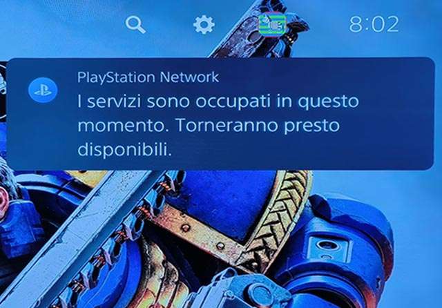 L'errore mostrato su PS5 per il down di PlayStation Network