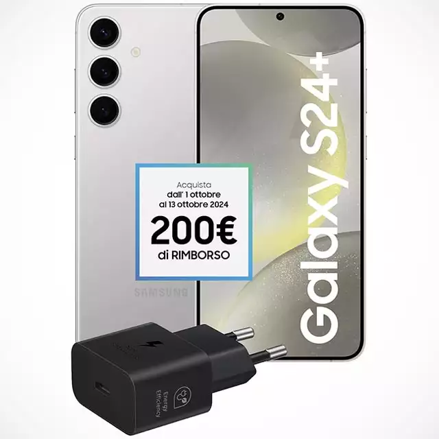 Samsung Galaxy S24+ è in sconto al prezzo minimo storico e offre 200 euro di rimborso