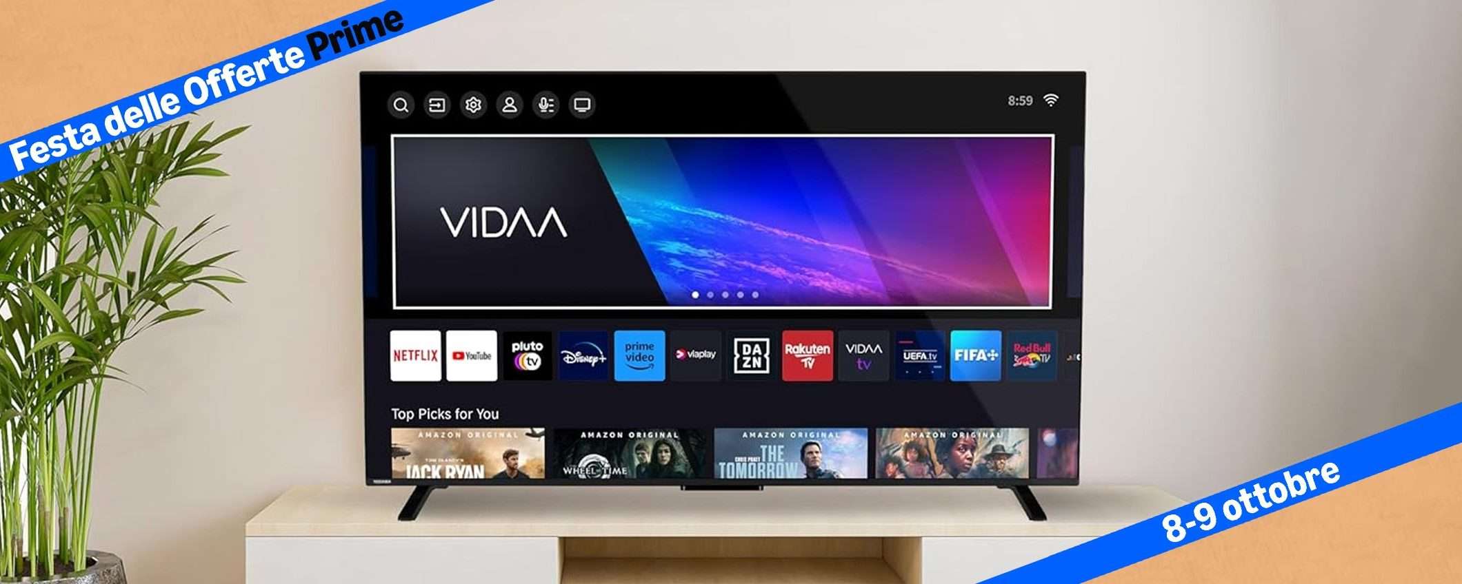 Festa Prime: smart TV (65'', QLED) Toshiba a prezzo stracciato