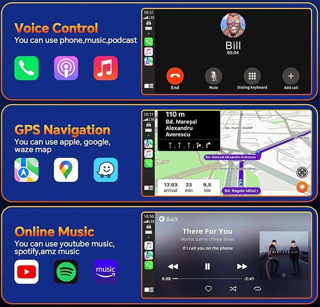 Le caratteristiche dell'adattatore 2-in-1 di Volam per CarPlay e Android Auto