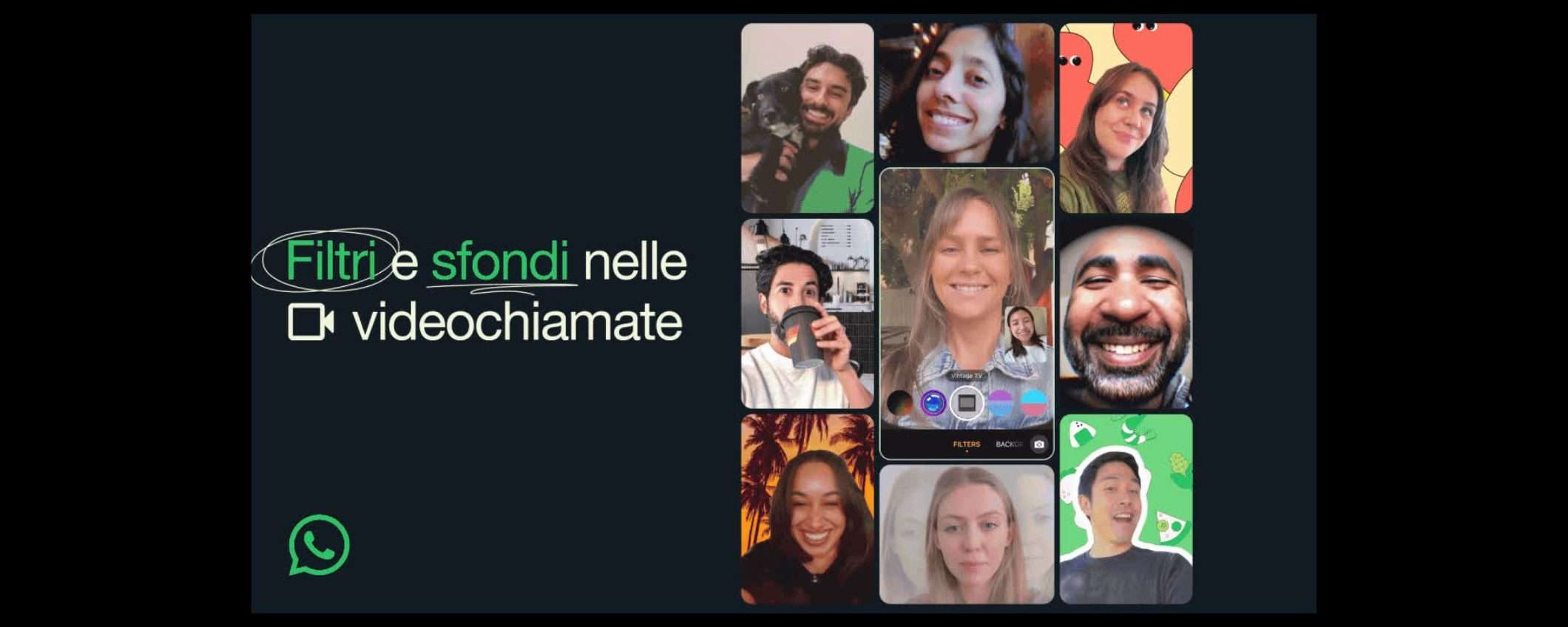 WhatsApp lancia filtri e sfondi per videochiamate più divertenti
