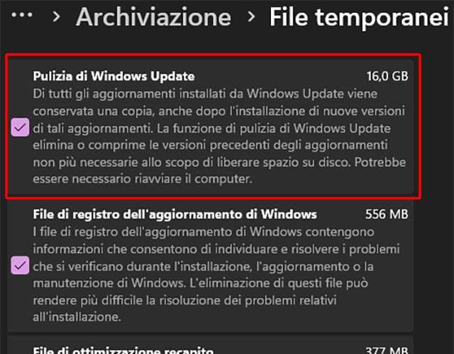 La rimozione dei file temporanei dai PC con Windows 11