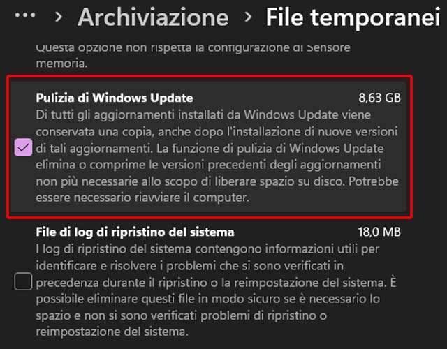 Impossibile eliminare il file temporaneo da 8,63 GB dopo l'installazione di Windows 11 24H2