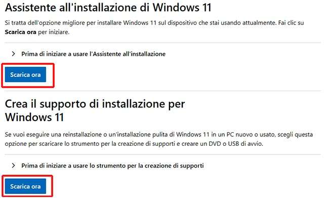 L'Assistente all'installazione e la creazione del supporto di installazione per Windows 11