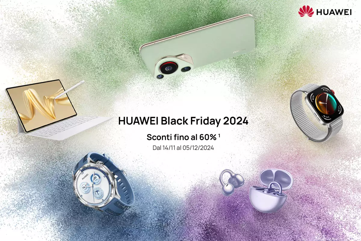 Black Friday Huawei: sconti speciali fino al 60% con extra del 12% su articoli selezionati!