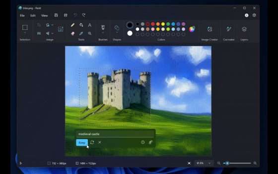 Windows 11: nuove funzionalità AI per Paint