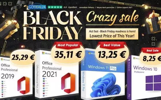 Offerte del Black Friday: risparmia 200€ su Office2021 Professional, a soli 35,11€