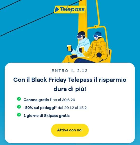 black friday telepass offerta