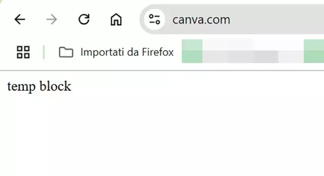 Errore nell'apertura di Canva da browser desktop