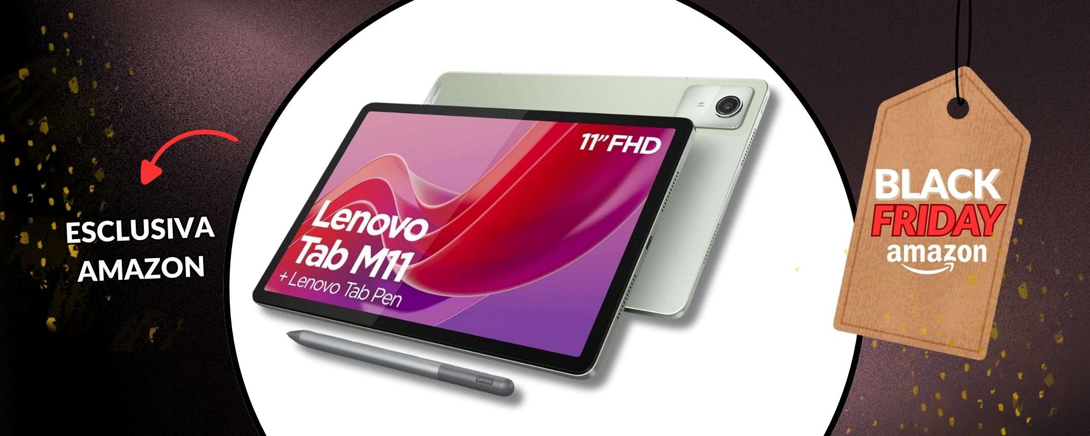 Lenovo Tab M11 esclusiva Amazon, in sconto con penna inclusa (8+128GB)