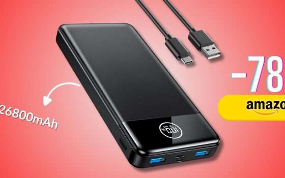 Powerbank 26800mAh interminabile: batteria sempre carica con sconto 78%