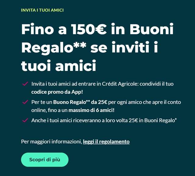 credit agricole invita i tuoi amici