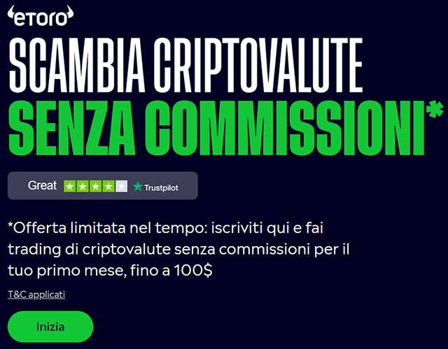 Scambia criptovalute senza commissioni con eToro