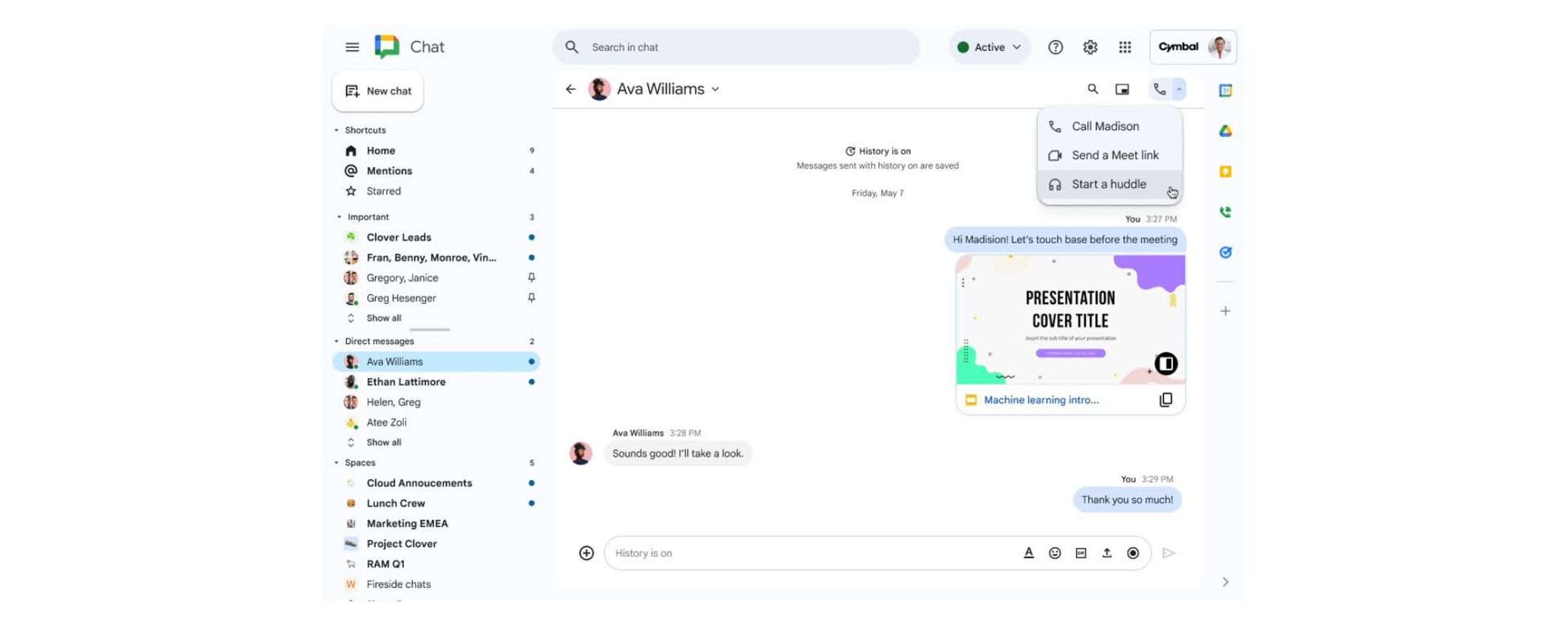 Google Chat lancia Huddles, le conversazioni audio istantanee