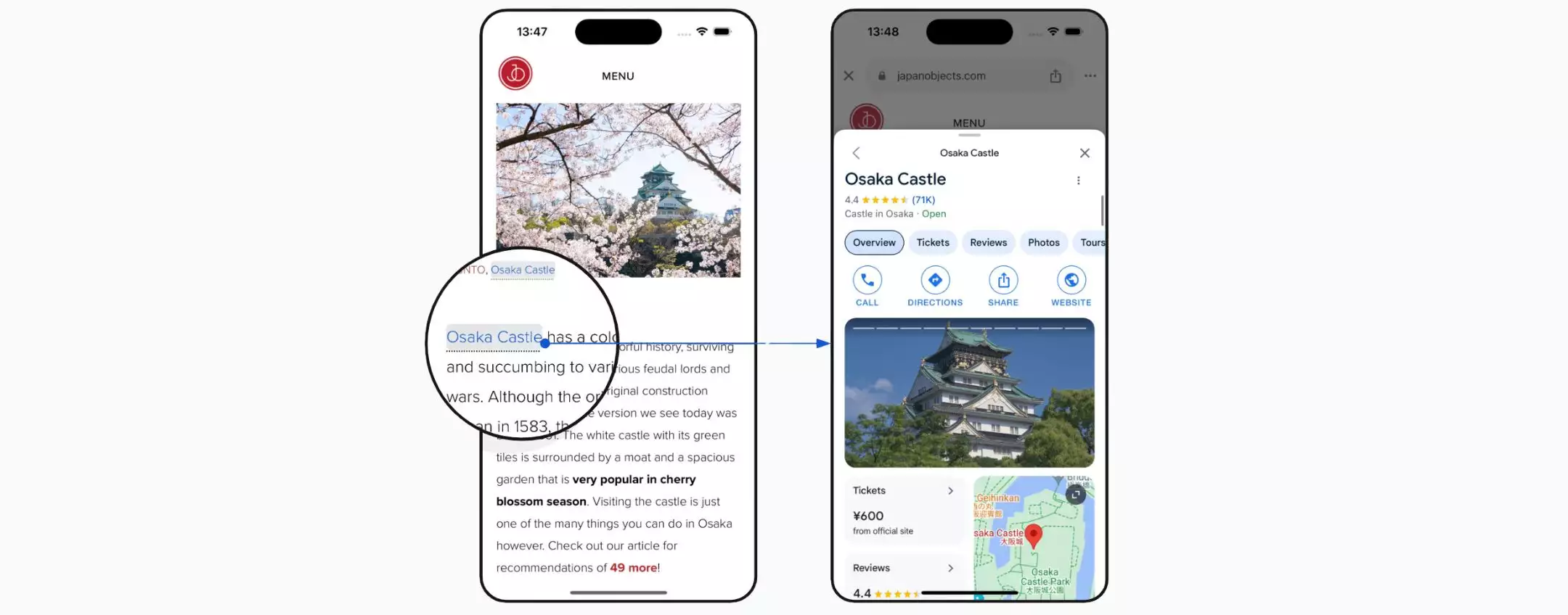 Google per iOS inserisce link di ricerca nelle pagine web