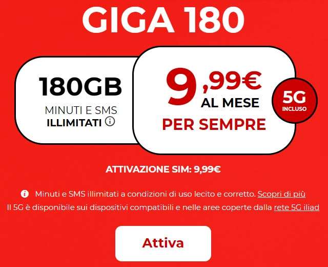 L'offerta di iliad Mobile con 5G