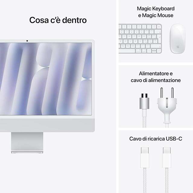 Il nuovo iMac con chip Apple M4: cosa c'è nella confezione