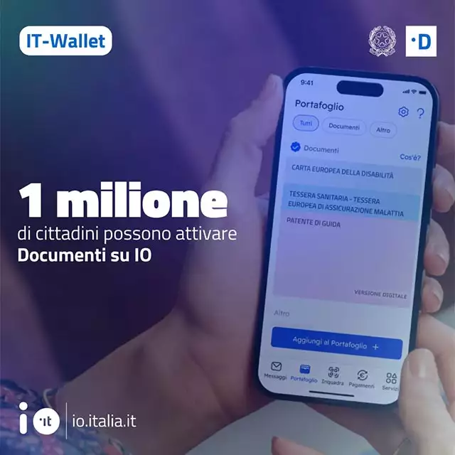 IT-Wallet nell'app IO per un milione di cittadini