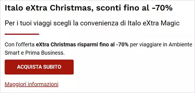 L'offerta di Italo eXtra Magic per i viaggi di Natale