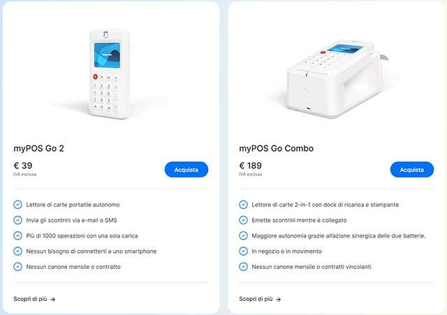 myPOS Go 2 e myPOS Go Combo