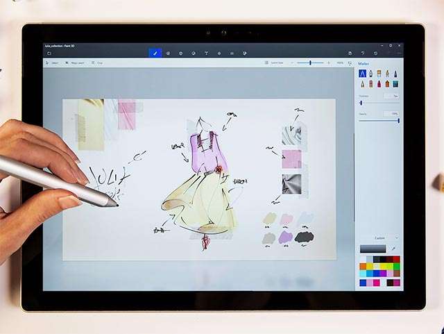 L'interfaccia di Paint 3D su un tablet