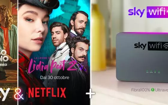 Sky Wifi con Sky TV e Netflix: l'offerta tutto in uno a 37,80€ al mese