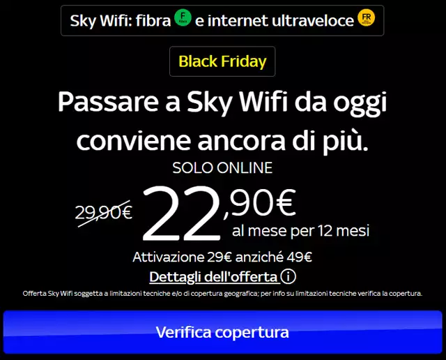 L'offerta di Sky Wifi per il Black Friday