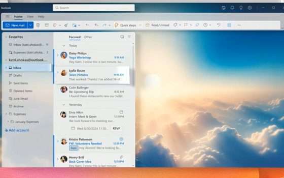 Outlook, arrivano temi personalizzati da generare con Copilot