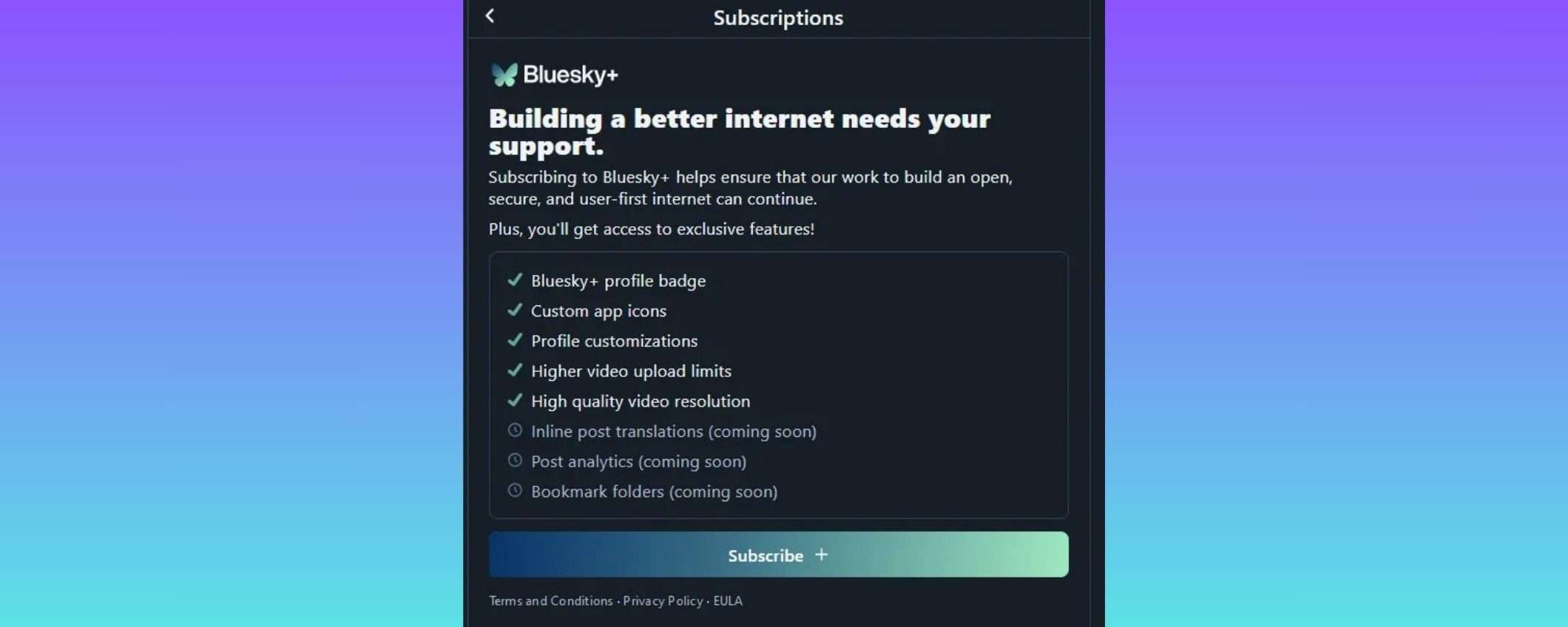 Bluesky+, l'abbonamento premium di Bluesky sta per arrivare