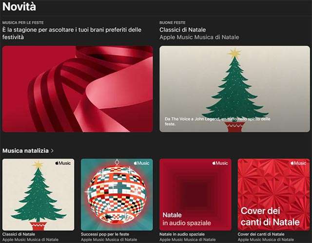 La musica di Natale e delle festività in streaming su Apple Music