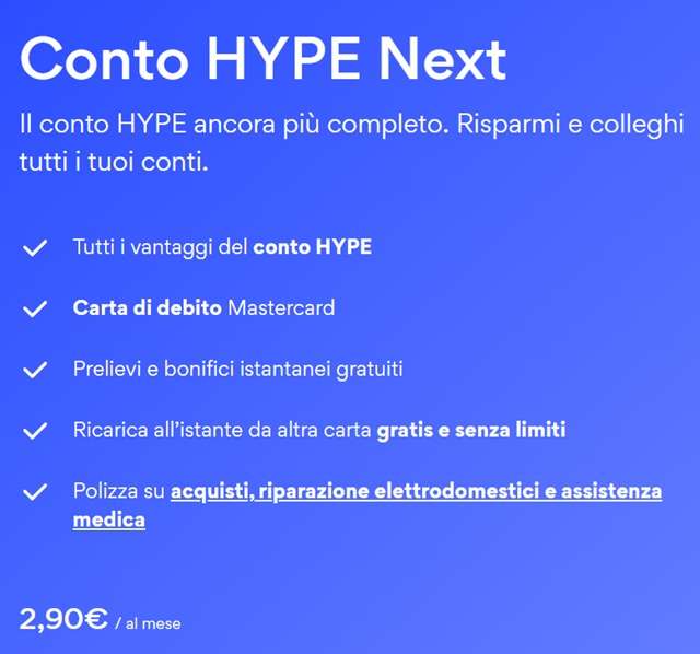 conto hype next offerta