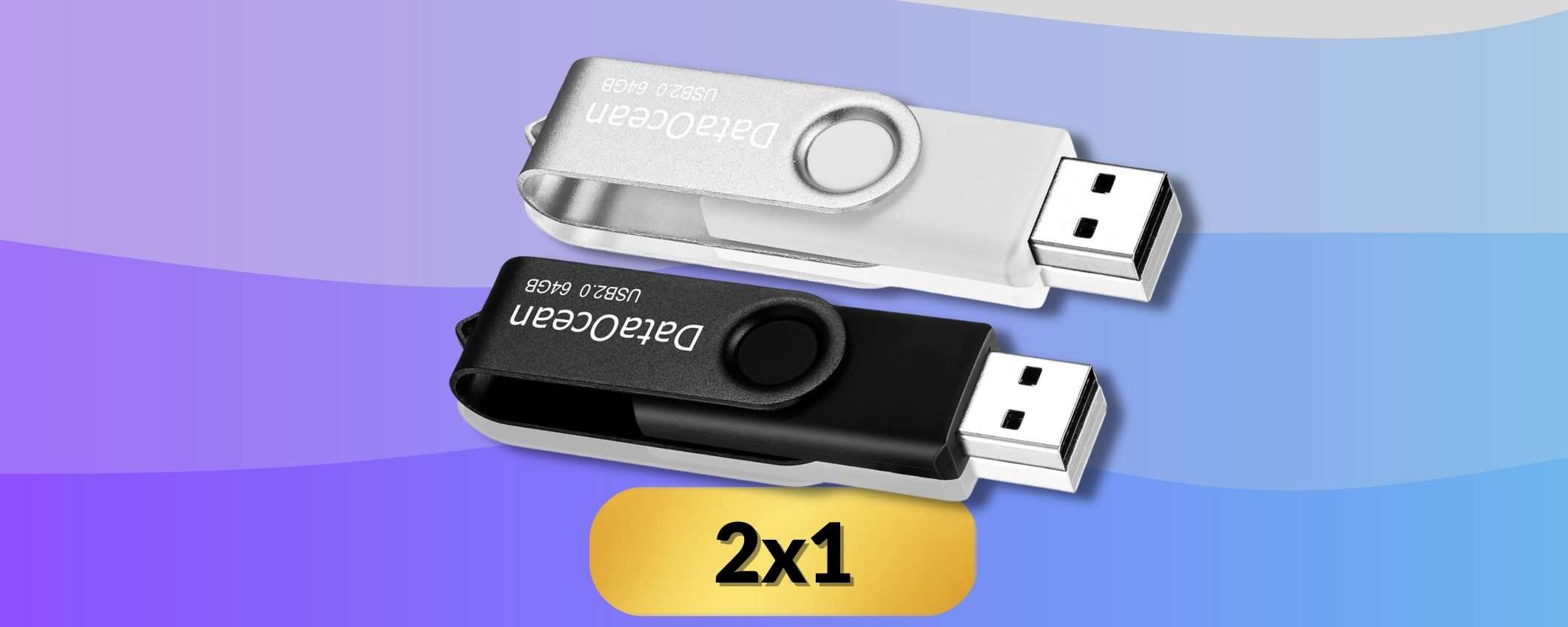 Chiavette USB 64GB, impossibile farne a meno: 2 a soli 11€