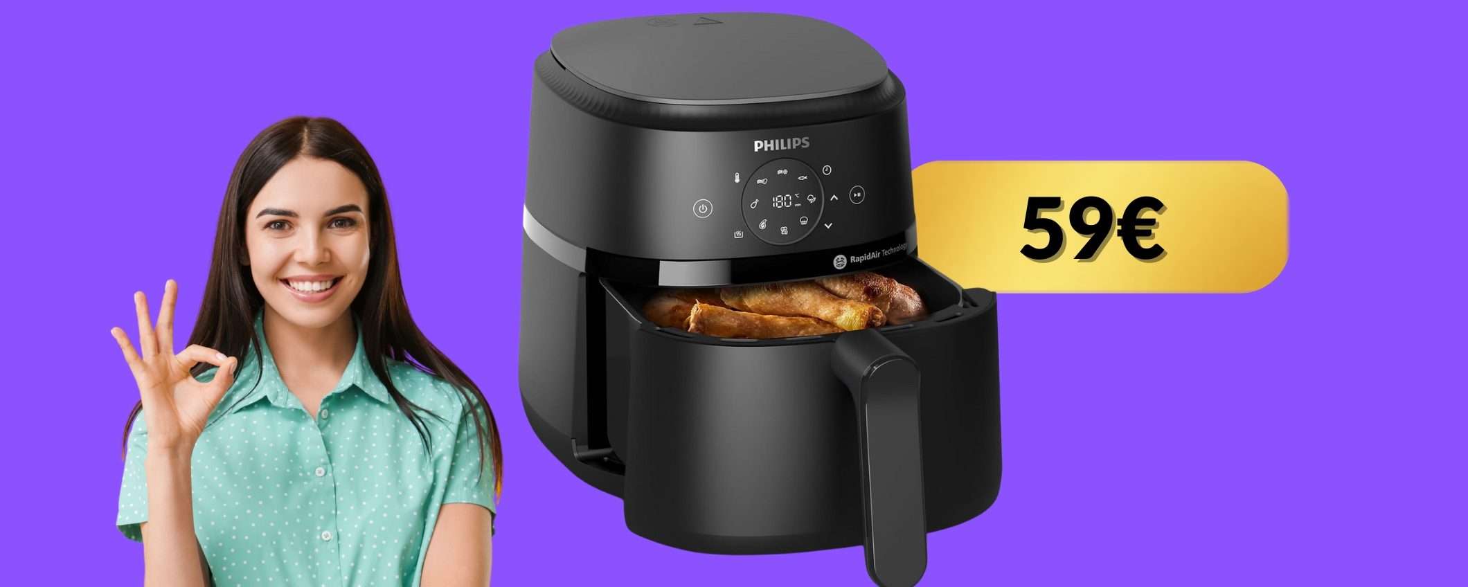 PHILIPS Airfryer Serie 2000, la friggitrice che ci vuole in cucina: 59€