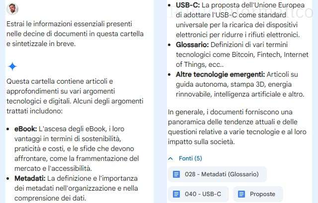 Gemini e la capacità di riassumere le informazioni contenuti in molti documenti