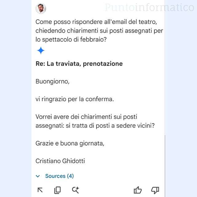 Gemini in Gmail può creare testi da inviare partendo da informazioni recuperare nella casella di posta