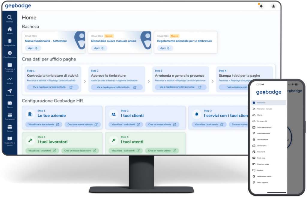 La soluzione di Geobadge è accessibile da interfaccia desktop e app mobile