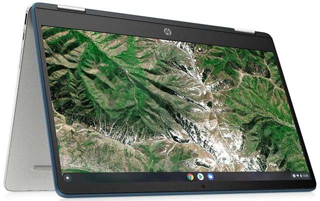 Il design del laptop HP Chromebook x360 14a con display touchscreen