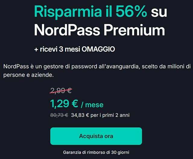 NordPass, offerta di Natale: sconto del 56% sull'abbonamento Premium e 3 mesi gratis