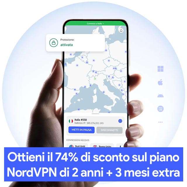 L'offerta di NordVPN: sconto 74% e 3 mesi gratis