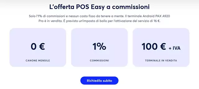 offerta pos easy a commissioni