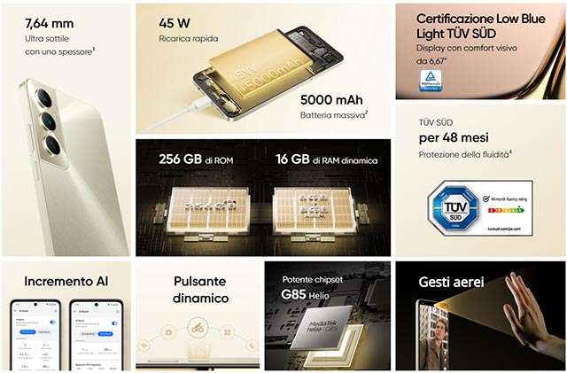 Le caratteristiche dello smartphone realme c65