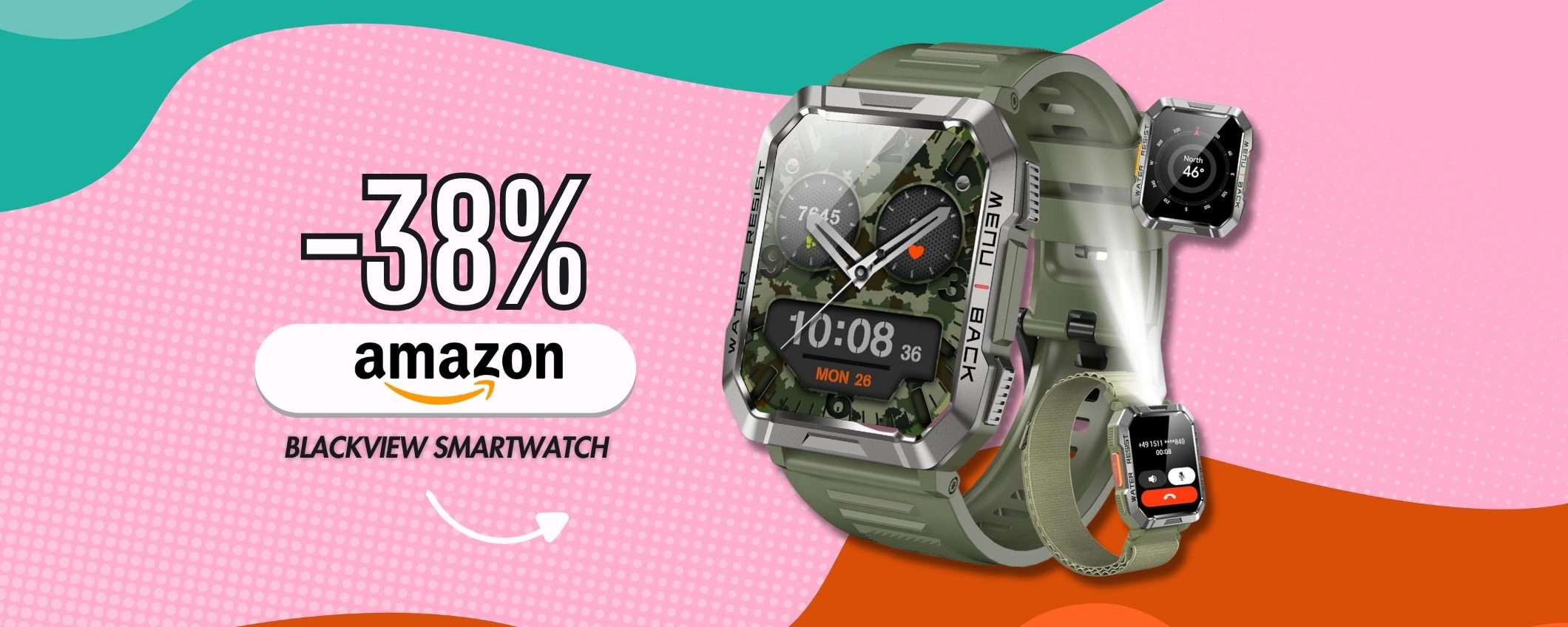 Smartwatch Militare con torcia integrata e funzioni al completo (TOP)