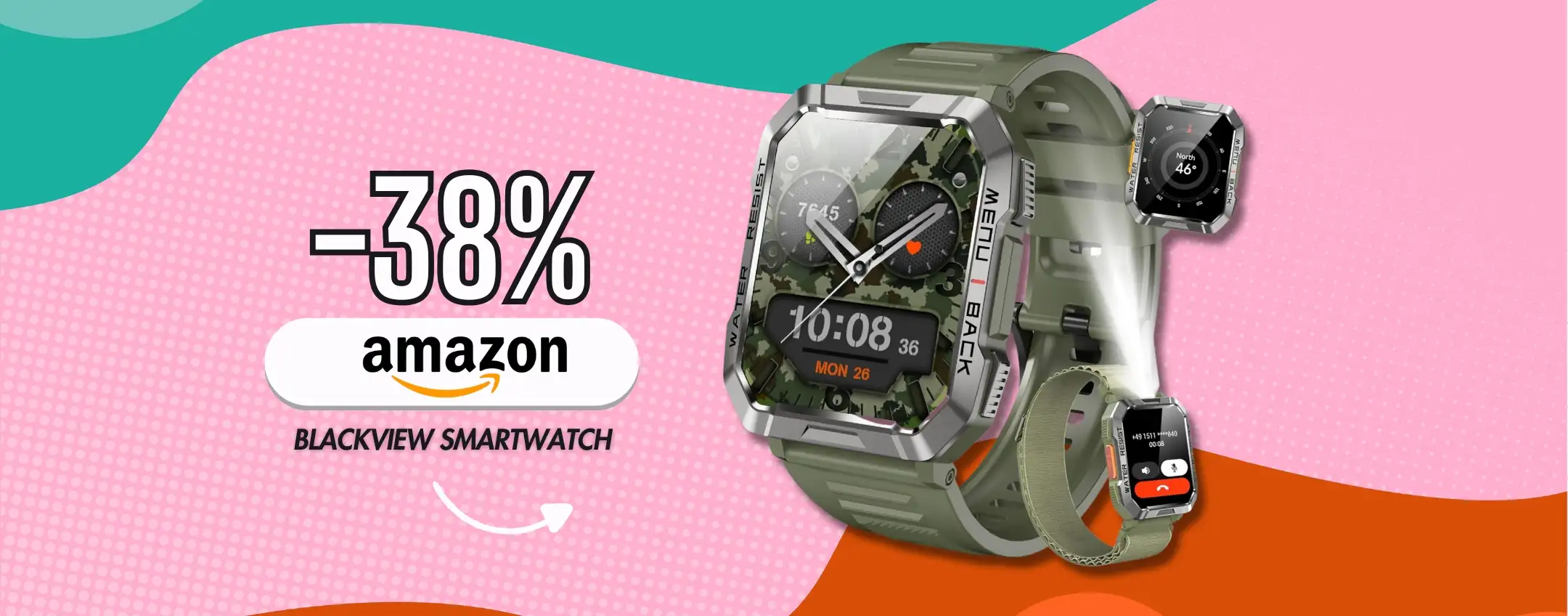 Smartwatch Militare con torcia integrata e funzioni al completo (TOP)