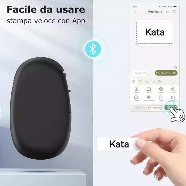 L'applicazione mobile associata all'etichettatrice Bluetooth