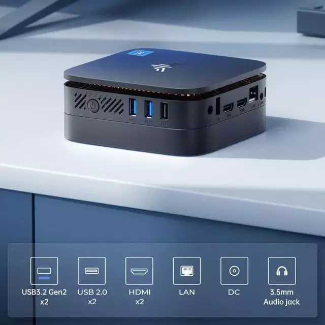 NiPoGi AK1 PLUS: le porte di connessione presenti sul Mini PC