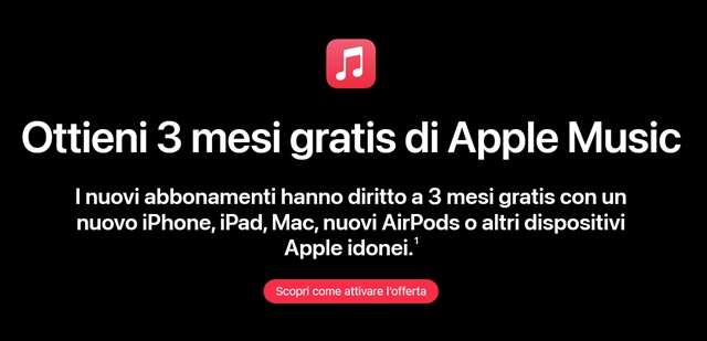 ottieni tre mesi gratis di apple music